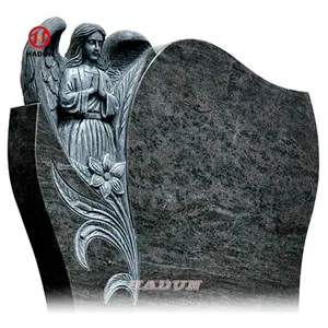 High Quality Black Granite and White Marble Angel Monument Tombstone Headstone
