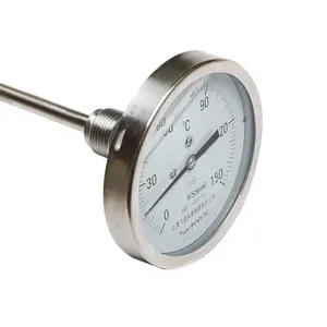 Bimetal Thermometer High Quality WSS 100mm Oil Filled 0-120 Waterproof And Shockproof Bimetal Thermometer With 1/2"NPT 4 Inch Dial