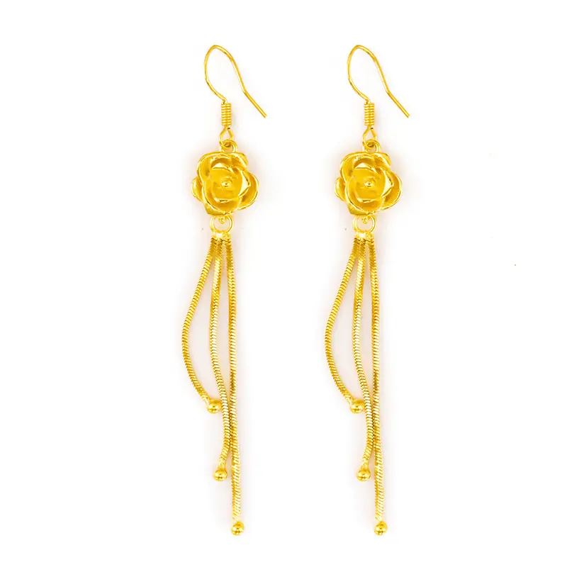 Tassel Earring 14K Gold Plated Long Chain Drop Dangle Hook Vintage Earrings Birthday Valentine Jewelry for Women Girl FBA