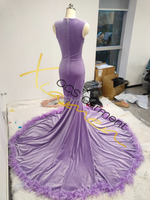 Robes de soirée Ocstrade élégantes et scintillantes avec traîne de plumes rouges et strass 2026, robes de bal maxi pour femmes, robe de bal élégante pour femme