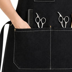 High Quality Cotton Canvas Barber Cape Waterproof Hair Cutting Gown Striped Salon <b>Apron</b> with Adjustable Neck for Hairdressers - Product Image 5