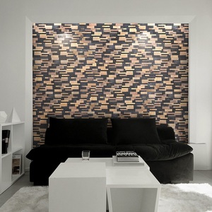 Panel de pared de madera natural, efecto de ladrillo, paneles de pared de madera reciclada 3D decorativos interiores - Product Image 1