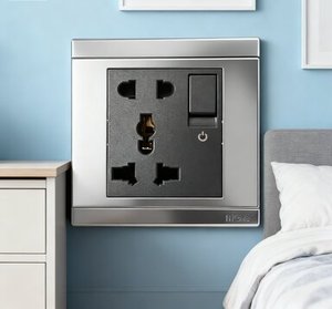 Prise commutée universelle MGA avec indicateur Acier inoxydable de qualité 304 Cuivre argenté Fer ignifuge PC SPCC - Product Image 2
