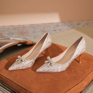 Animal Prints Glitter Slip-On Fashion Trend Pointed <b>Toe</b> Stiletto Heel Bridal Pumps with Bow Decoration Wedding Shoes for Women - Product Image 1