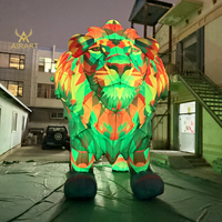 Buste de lion gonflable imprimé numériquement, en tissu Oxford imperméable, pour décoration de jungle et safari