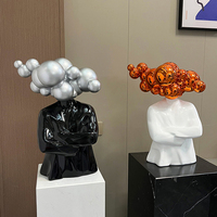 Contemporain Abstrait Figure Humaine Cheveux Bouclés Géométrie Objet Décoratif Luxe Spectacle Plat Intérieur Design Personnage Sculpture