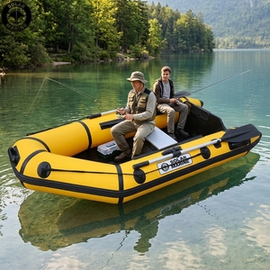 Bateau gonflable de course en PVC de 2,3 m (7,5 pi) et 0,9 mm, soudé par procédé thermique, pour 2 personnes, canoë de pêche rapide avec plancher en bois - Product Image 1