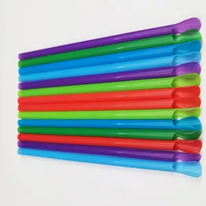 Customize Food Grade Eco-Friendly Colored Disposable Juice Pla Drinking Straw Biodegradable Plastic Spoon Straws