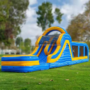 <span class=keywords><strong>Parcours</strong></span> d'obstacles gonflable géant en PVC, couleur marbrée, avec toboggan et piscine d'eau intégrée - Product Image 1