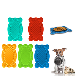 Hot selling custom multi-color food grade silicone dispersion pet cat paw <b>slow</b> <b>feeder</b> pad bone <b>dog</b> licking pad belt suction cup - Product Image 1