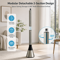 Kipas Pedestal Tanpa Baling-Baling Motor DC, Tinggi Dapat Disesuaikan, Ventilasi Putar 360 Derajat, Kontrol Sentuh Aplikasi Jarak Jauh untuk Rumah, Kantor, Kamar Tidur