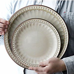 Juegos de vajilla de cerámica de estilo Vintage de alta calidad, plato marrón, taza, cuchara, cuenco, juego de cena de porcelana, vajilla - Product Image 4