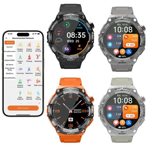 WB43 Smart Watch 1.43" AMOLED Health Tracker 3ATM 700mAh Sports Watch  Calling, GPS, Map Navigation, and AI Watch Face