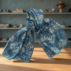 100% Silk Women's Scarf Vintage Geometric Digital Printed Long Luxury Spring Fashion Elegant Artistic Wrap Soft <b>Shawl</b> - Product Image 2
