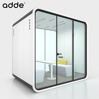 Cabine de bureau insonorisée moderne pour 4 à 6 personnes, cabine de réunion acoustique, pièce modulaire privée, cabine en verre mobile, éclairage LED