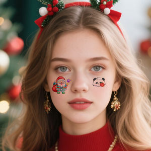 Kerst Tijdelijke Glitter Tatoeages Gezicht Sticker Dartel Cartoon <span class=keywords><strong>Panda</strong></span> Vader Kerst Waterdichte <span class=keywords><strong>Tattoo</strong></span> Voor Gezicht Nek Arm - Product Image 3