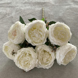 BF-VG263 Vente en gros Chine Décoration événementielle Mariage Composition florale 7 têtes de fleurs Bouquet de pivoines artificielles orange brûlé - Product Image 3