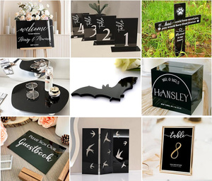 <span class=keywords><strong>Plaque</strong></span> acrylique miroir noire, feuille acrylique coulée effet miroir 1/8 pouce pour découpe laser CO2, bord poli, design DIY, plaques dorées pour artisanat - Product Image 2