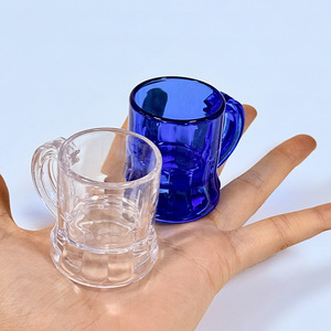 Transparent Blue Plastic Beer Mug 1 Oz 4.5 Cm High For Whiskey Cocktails Party Use - Product Image 2