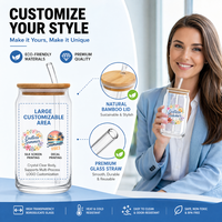 Vente en gros de gobelets en verre borosilicate de 17 oz en forme de canette de cola avec logo personnalisé, couvercle en bambou et paille pour boire du café, du lait ou du jus