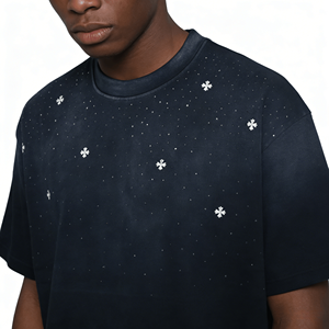 Camisetas Casuales de Manga Corta para Hombre, Estilo Hip Hop, Bordadas, Lavado Ácido, 100% Algodón Tejido, 240 Gramos, Transpirables - Product Image 3