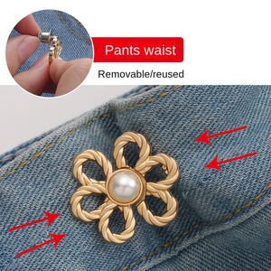 Fleur sans couture détachable taille corps ajustement serrer boucles réglage instantané <span class=keywords><strong>jean</strong></span> bouton broches pour pantalon - Product Image 3