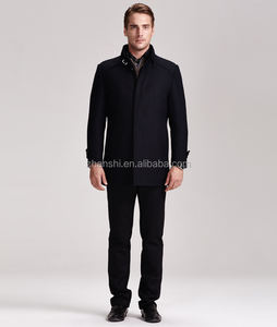 2016 Korean Style <strong>Mens</strong> Fashion Winter Black Wool Cashmere <strong>Pea</strong> <strong>Coat</strong> - Product Image 4