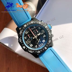 Montre à quartz chronographe noire pour homme avec bracelet en caoutchouc bleu, montre de sport d'extérieur, Breitlinges - Product Image 1