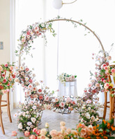 Arche de mariage ronde en métal - Cadre en acier doré brossé, réglable de 7 à 10 pieds, assemblage modulaire, location et vente en gros, MOQ 30