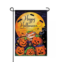 Drapeau de jardin d'Halloween en tissu robuste double face, résistant aux intempéries, motif citrouille et fantôme, 12x18 pouces, pour un décor effrayant