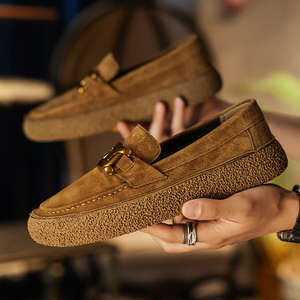 Zapatos de cuero genuino de cerdo con suela de goma, mocasines de lujo, modernos, casuales, tipo Penny Loafers, sin cordones, planos, italianos, para conducir, para hombre. - Product Image 1
