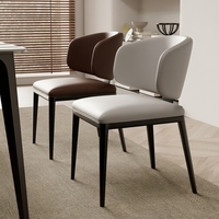 Chaises de salle à manger minimalistes avec cadre en fer et cuir huilé, dossier amovible et lavable, pour hôtels et cafés