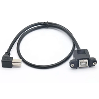 Kabel Ekstensi Printer USB 2.0 BM ke BF Sudut Kanan Atas Bawah Standar 0.3m, Konektor USB 2.0, Kabel Data PVC USB B