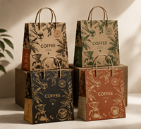 Sac de courses en papier kraft classique durable imprimé sur mesure avec poignées torsadées et fond carré pour l'emballage de vente au détail des cafés