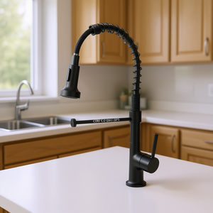 Grifo de Cocina Negro Extraíble de un Solo Grifo, Montado en Encimera, Válvula de Cerámica de Latón, 2.0-2.9 GPM, Diseño Moderno - Product Image 2