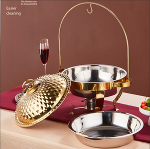Nouveau chauffe-plat rond en acier inoxydable isolé à couvercle articulé, chauffé à l'alcool, pour hôtels et restaurants - Product Image 6