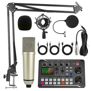 Kit Complet de Streaming en Direct pour Influenceurs Médias Sociaux <span class=keywords><strong>Youtube</strong></span> Tiktok avec Carte Son Audio, Mixeur, Support, Micro Condensateur et Équipement Podcast pour Téléphone PC - Product Image 1