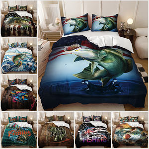 Parure <span class=keywords><strong>de</strong></span> <span class=keywords><strong>couette</strong></span> en microfibre personnalisable avec motif <span class=keywords><strong>de</strong></span> <span class=keywords><strong>poisson</strong></span> sous-marin moderne imprimé en 3D, pour usage domestique, vente en gros - Product Image 2