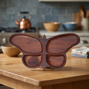 Wholesale BS INTerNATIONAL Vintage Engraved <b>Wooden</b> Serving Platter Stand Eco-Friendly Handmade Solid Irregular Party Use Uttar - Product Image 1