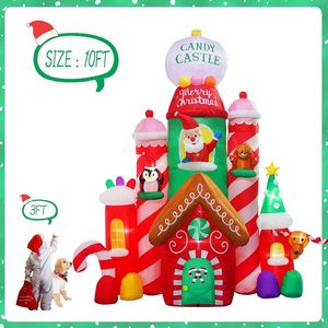 <span class=keywords><strong>Castillo</strong></span> Inflable Navideño de 3 Metros de Altura con Santa Claus, Hombre de Jengibre y Pingüino, <span class=keywords><strong>Castillo</strong></span> Inflable para Decoración Exterior - Product Image 2