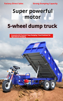 Camion benne électrique à cinq roues pour le transport agricole, moto cargo, levage hydraulique, double essieu, double entraînem