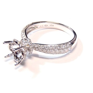 Design classique haute couronne polonaise conception 18k or blanc véritable diamant bijoux Solitaire semi-montage bague de fiançailles pour la mariée - Product Image 2