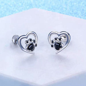 Orecchini a perno a forma di cuore con zampa per donna, design a impronta cava, accessori per l'orecchio da indossare tutti i giorni - Product Image 4