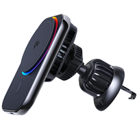  Support de chargeur de voiture sans fil certifié RGB avec éclairage, refroidissement par glace, fixation magnétique et puissance de sortie de 15W