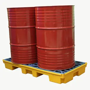 4 trống Poly tràn cntnmnt Pallet Bộ dụng cụ cho dầu container 1300*1100*300 nhựa spillpallet tràn Pallet