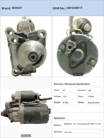 Démarreur de voiture RENAULT 19 1.7 Chamade 09.1988-12.1992 AT 12V 1.9KW 0001208517 110585 M002T30681 3412455
