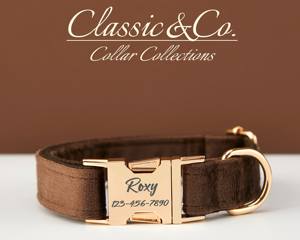 Ensemble collier, nœud papillon et laisse personnalisés Chocolate Veet avec boucle métallique gravée sur mesure, cadeau d'anniversaire pour chiot gratuit - Product Image 2