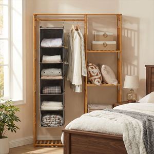 6 Shelf Large Hanging Closet Organizers and Storage Collapsible Closet Hanging Organizer with 2 Sturdy <b>Hooks</b> - Product Image 2