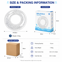 Bouée de bain gonflable transparente à paillettes, flotteur rond pour piscine, pour fête à la plage, tube de natation unisexe en PVC