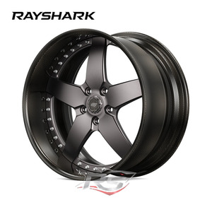 Jantes forgées RS Custom à 5 branches en 2 parties avec revêtement en fibre de carbone 5x112 5x130 pour M3 G80 M4 Taycan S - Product Image 1
